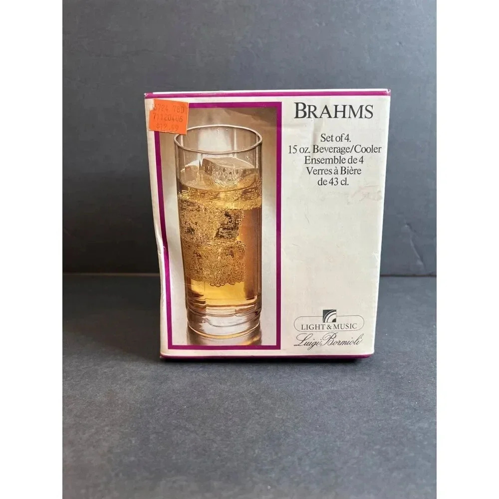 vintage set of 4 Luigi Bormioli Light & Music crystal 15oz beverage glasses GIFT - Picture 2 of 13